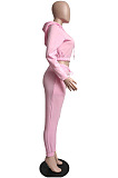 SUPER WHOLESALE|Grey Casusl Pure Color Velvet Hoodie Jogger Pants Suit LML279-4