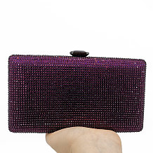 Full Beaded Rhinestone Party Handbag with Chain in Purple