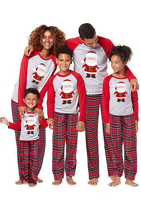 Christmas Cotton Pajamas Adult Kids Baby Santar Sleepwear Set ( Size run small, pick larger size)