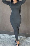 Green Wholesale New Long Sleeve Round Neck Slim Fitting Plaid Dress ZDD31172-3
