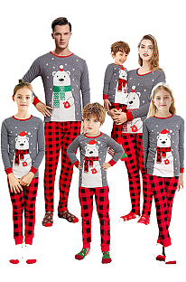 Christmas Cotton Pajamas Adult Kids Baby Polar Bear Sleepwear Set
