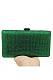Full Beaded Rhinestone Party Handbag with Chain in Green