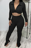 White Sexy Women's Thick Long Sleeve Crop Cardigan Trousers Plain Suit BBN217-4