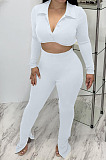 Black Sexy Women's Thick Long Sleeve Crop Cardigan Trousers Plain Suit BBN217-3