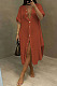 Orange Simple High Quality Long Sleeve Single-Breasted Shirts Dress BM7236-2