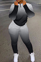 Black Women's Positioning Printing Stand Collar Pants Sets YSH86275-1