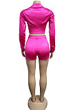Neon Pink Euramerican Pure Color Fashion Shorts Sets XZ3244-3