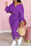 Pink Casual Solid Long Sleeve Plus Size Women Sporty Pants Sets LML128-3