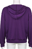 Purple New Sternum Pattern Long Sleeve Zipper Hoodie Tops HC17518-3