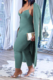 Pea Green Wholesale Women's Condole Belt Strapless Jumpsuits+Cardigan Long Coat MTY6590-2