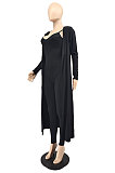 Black Wholesale Women's Condole Belt Strapless Jumpsuits+Cardigan Long Coat MTY6590-1