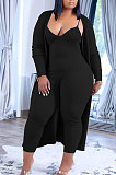 Pea Green Wholesale Women's Condole Belt Strapless Jumpsuits+Cardigan Long Coat MTY6590-2