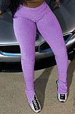 Gray Euramerican Women's Tight Hip Ruffle Joker Leggings Long Pants HJJ20120-1