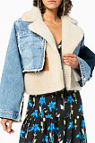 Grey High Quality Fashion Velvet Jeans Spliced Winter Zipper Coat LWJ10205-2