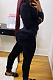 Black Casual Simple Velvet Long Sleeve Zipper Hoodie Skinny Pants Plain Suit PU6801-3