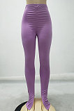 Purple Euramerican Women's Tight Hip Ruffle Joker Leggings Long Pants HJJ20120-3