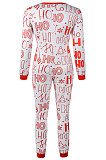 Red Long Sleeve Printing Christmas Leisure Wear Bodycon Jumpsuits HANY207152-2