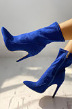 Blue Side Zipper Pointed High Heel Boots MFY2448-3