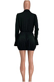 Black Wholesale Horn Sleeve Lapel Neck Mini Dress (Does Not Contain The Belt) SMD82086-2