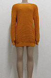 Black Fashion New Long Sleeve Kintting Sweater Plain Dress SMR5390-3