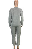 Black Simple New Long Sleeve Round Neck Hoodie Jogger Pants Plain Suit SM9220-1