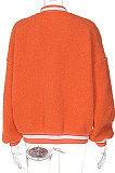 Orange Euramerican Winter Sherpa Letters Printing Velvet Outerwear LGF196462