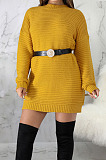 Green Fashion New Long Sleeve Kintting Sweater Plain Dress SMR5390-5