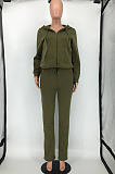 Black Fashion Women Long Sleeve Zipper Thicken Hoodie Trousers Plain Suit SMD2048-3