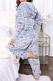 Moon Blue Thick Flannel Christmas Zipper Hoodie At Home Bodycon Jumpsuits HYDL2617-7