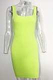 Neon Green Condole Blet Solid Color Bodycon Sexy Mini Dress JSL467-1