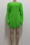 Yellow Fashion New Long Sleeve Kintting Sweater Plain Dress SMR5390-2