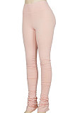 Light Gray Euramerican Women's Tight Hip Raise Pure Color Sport Ruffle Long Pants MXXB20452-3