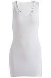 White Pure Color Sexy Hip Sleeveless Bodycon Dresses FWB20231-1