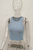 New Blue Pure Color Round Neck Tank Tops FYLR207211-10