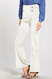 Blue Wholesale Zipper Women's High Waist Solid Color Pants SY8180-4