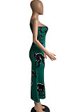 Green Euramerican Sexy Condole Belt Leopard Pattern Long Dress AYL2025-2