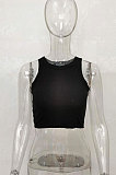 Gray Pure Color Round Neck Tank Tops FYLR207211-3