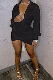 Gray Women's Sexy Deep V Collar Low Bosom Pure Color T Shirt/Shirt Dress AA5225-3