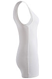 White Pure Color Sexy Hip Sleeveless Bodycon Dresses FWB20231-1