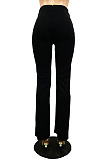 Yellow Wholesale Zipper Women's High Waist Solid Color Pants SY8180-2