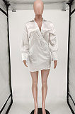 White Women's Sexy Deep V Collar Low Bosom Pure Color T Shirt/Shirt Dress AA5225-1