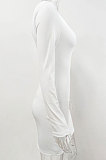 Yellow Euramerican Women's Ribber Autumn V Collar Bodycon Sexy Mid Waist Long Sleeve Mini Dress HHX1120-3