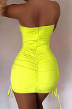 Green Daily Shopping Vacation Bar/Nightclub Sleeveless Bandeau Neck Strapless Bodycon Dresses FLY20605-1