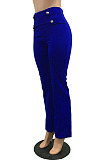 White Wholesale Zipper Women's High Waist Solid Color Pants SY8180-1