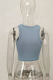 New Blue Pure Color Round Neck Tank Tops FYLR207211-10