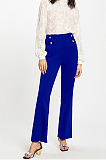 Yellow Wholesale Zipper Women's High Waist Solid Color Pants SY8180-2