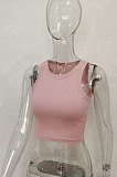 Light Green Pure Color Round Neck Tank Tops FYLR207211-9