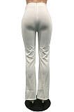 Blue Wholesale Zipper Women's High Waist Solid Color Pants SY8180-4
