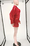 Wine Red Women's Sexy Deep V Collar Low Bosom Pure Color T Shirt/Shirt Dress AA5225-2