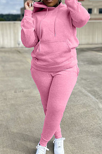 Pink New Wholesale Velvet Fabrics Hoodie Jogger Pants Casual Suit SY8839-4